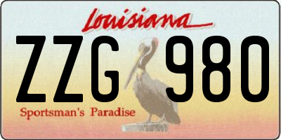 LA license plate ZZG980