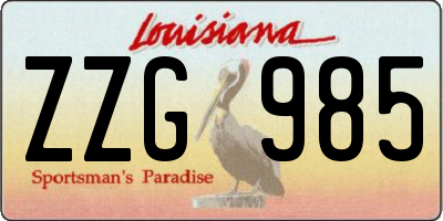 LA license plate ZZG985