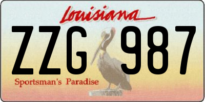 LA license plate ZZG987