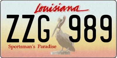 LA license plate ZZG989