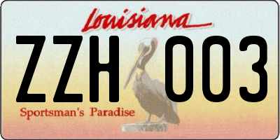 LA license plate ZZH003