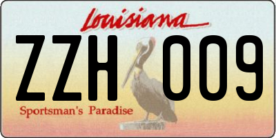 LA license plate ZZH009