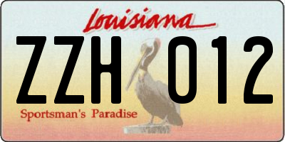 LA license plate ZZH012