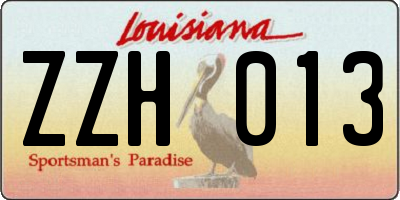 LA license plate ZZH013