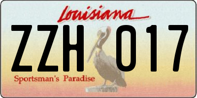 LA license plate ZZH017