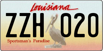 LA license plate ZZH020