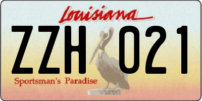 LA license plate ZZH021
