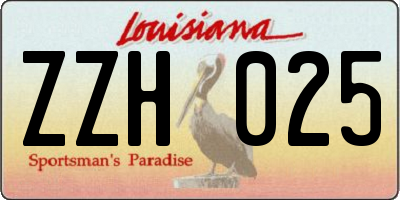 LA license plate ZZH025