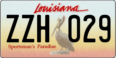 LA license plate ZZH029