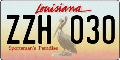 LA license plate ZZH030