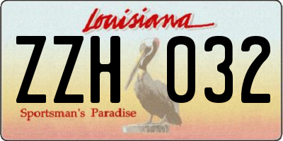 LA license plate ZZH032