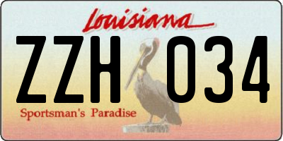 LA license plate ZZH034