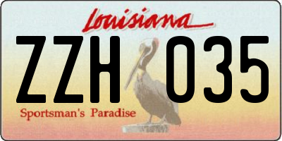 LA license plate ZZH035