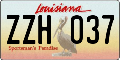LA license plate ZZH037