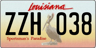 LA license plate ZZH038