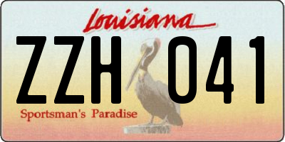 LA license plate ZZH041