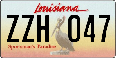 LA license plate ZZH047