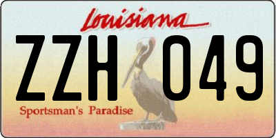 LA license plate ZZH049