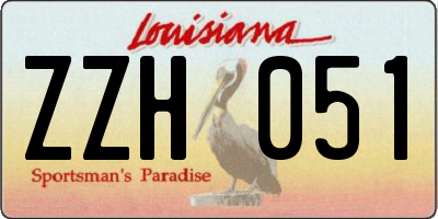 LA license plate ZZH051