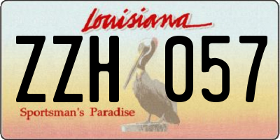 LA license plate ZZH057