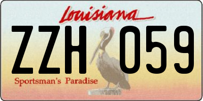 LA license plate ZZH059