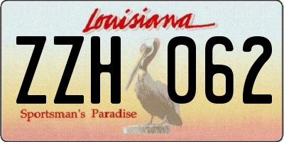 LA license plate ZZH062