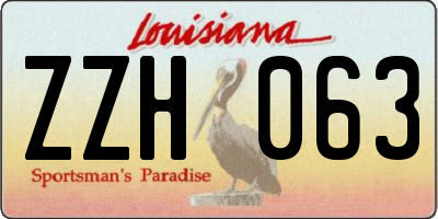 LA license plate ZZH063
