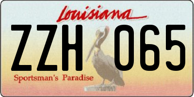 LA license plate ZZH065