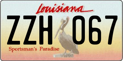 LA license plate ZZH067