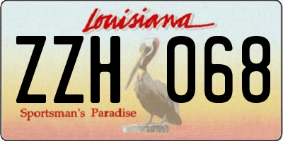 LA license plate ZZH068