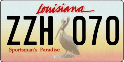 LA license plate ZZH070