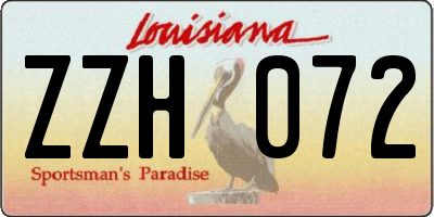 LA license plate ZZH072