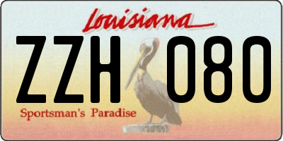 LA license plate ZZH080