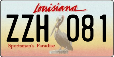 LA license plate ZZH081