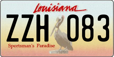 LA license plate ZZH083