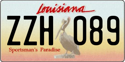 LA license plate ZZH089