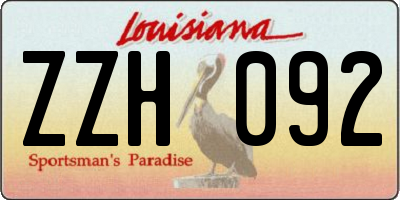 LA license plate ZZH092