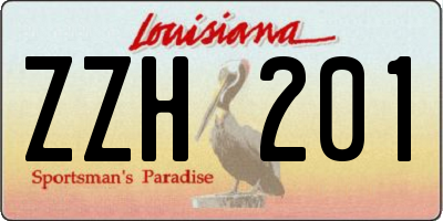 LA license plate ZZH201