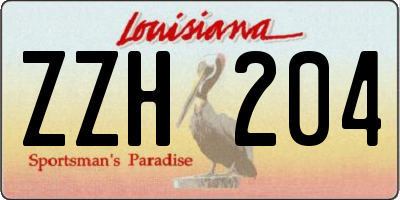 LA license plate ZZH204