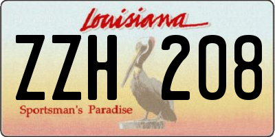 LA license plate ZZH208