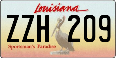 LA license plate ZZH209
