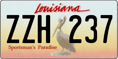 LA license plate ZZH237