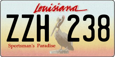 LA license plate ZZH238