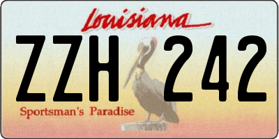 LA license plate ZZH242