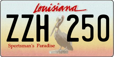 LA license plate ZZH250