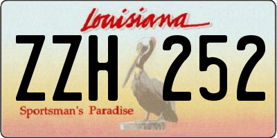 LA license plate ZZH252