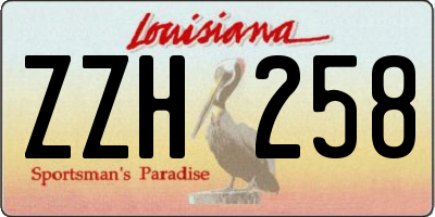 LA license plate ZZH258