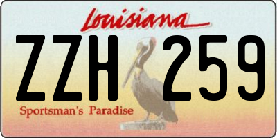LA license plate ZZH259