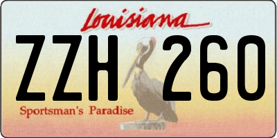 LA license plate ZZH260