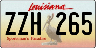 LA license plate ZZH265